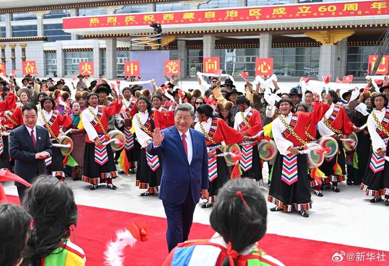 习近平在出席西藏自治区成立60周年庆祝活动后返回北京